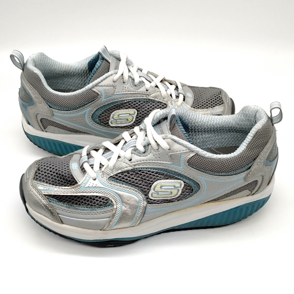 Skechers Shape Ups Walking Shoes White Silver 7.5